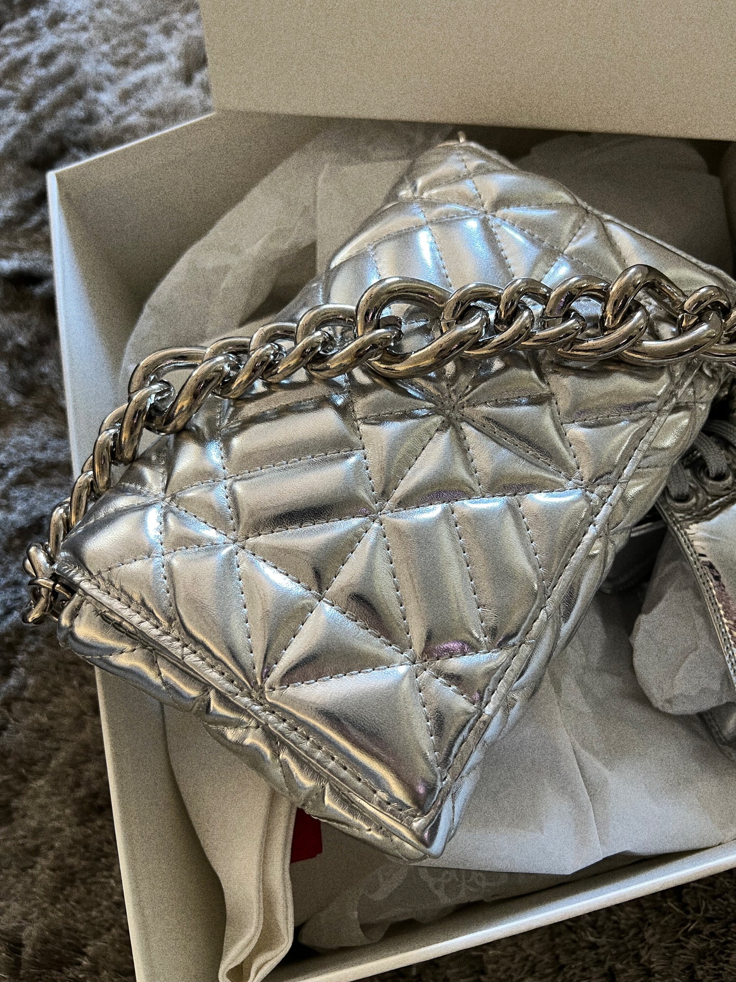 Silver Quilted Bag