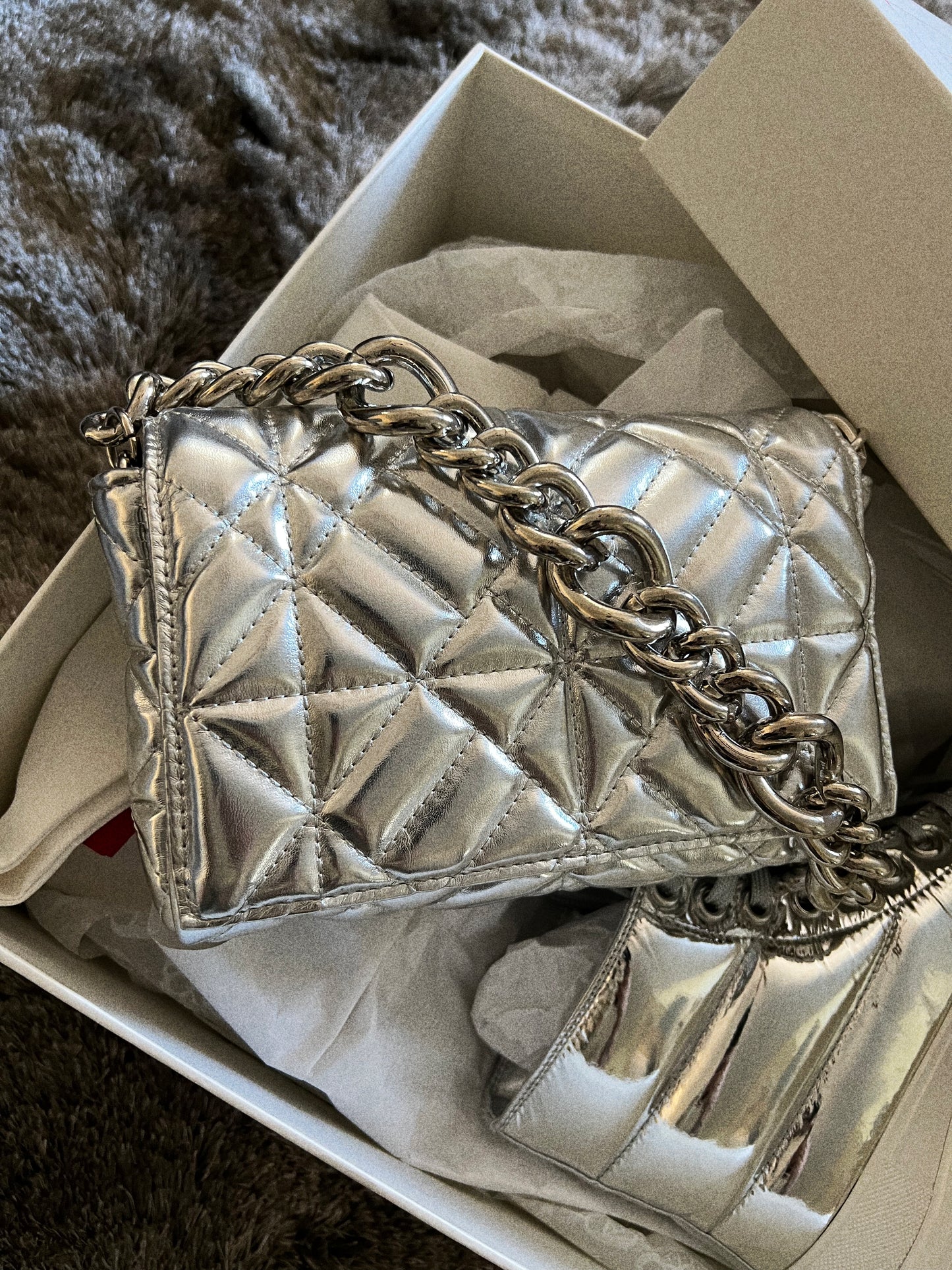 Silver Quilted Bag