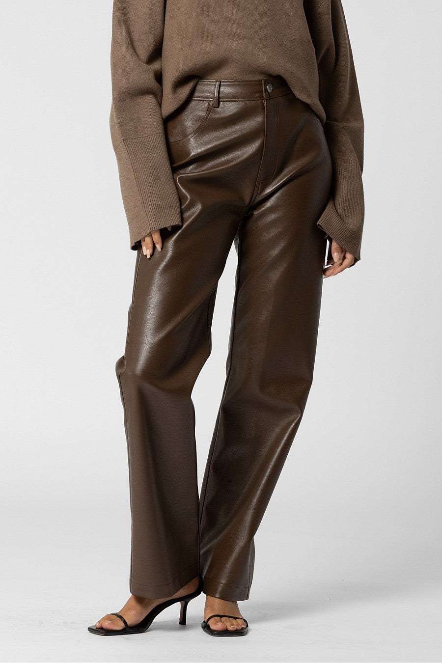 Vegan Leather Straight Pants