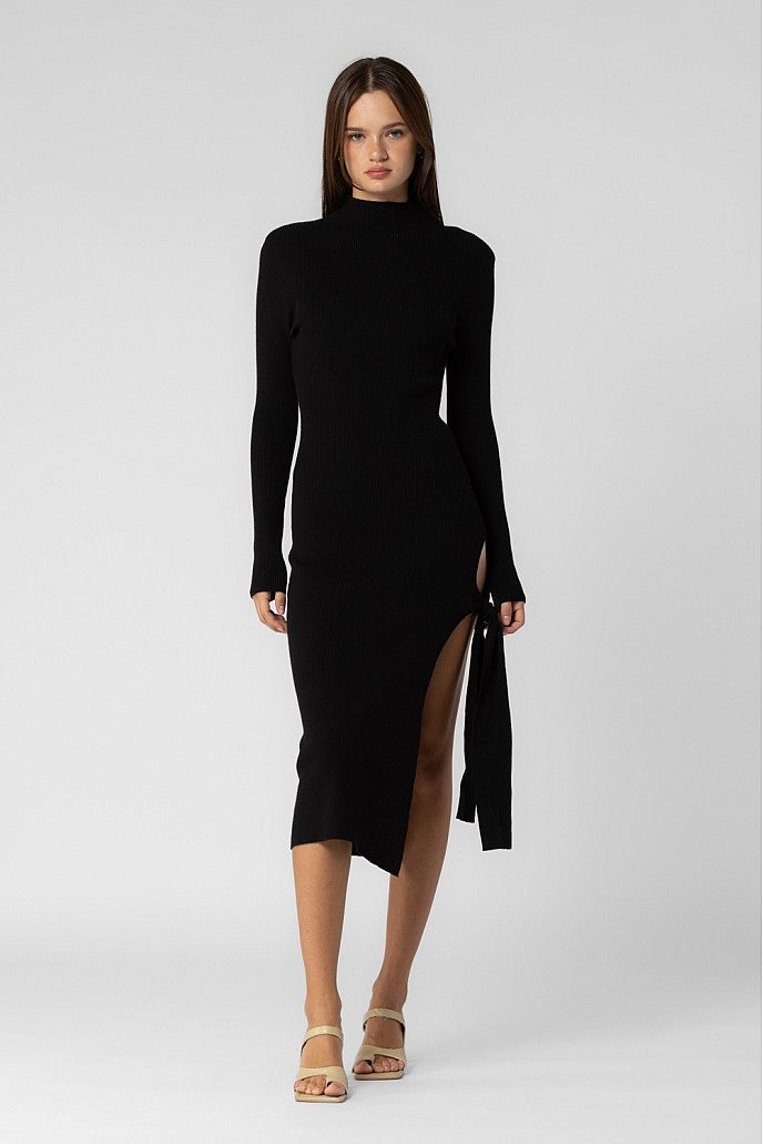 Turtle Neck Slit Dress