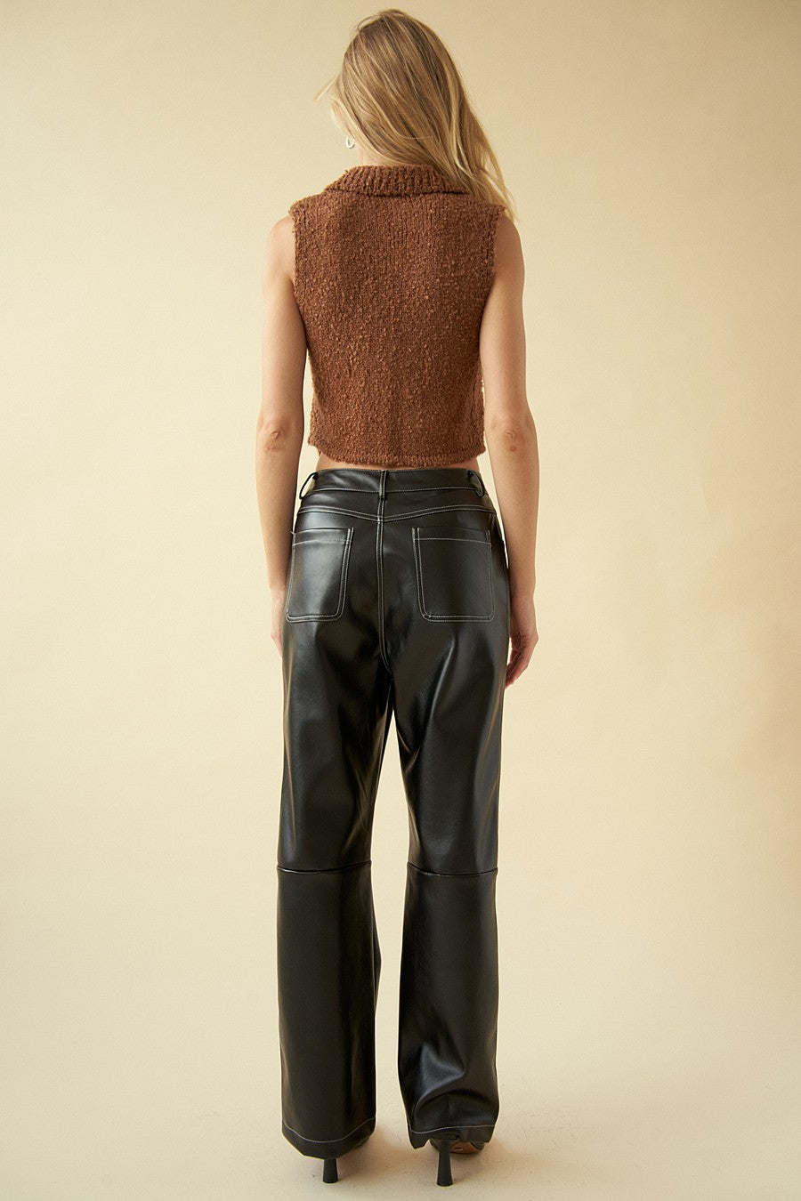 Contrast Stitch Flare Pants